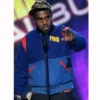 kanye west blue wool varsity jacket
