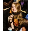san diego padres emma stone brown satin acket