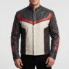 superman michael holt black and white leather jacket