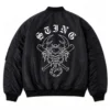 aew sting black bomber satin jacket