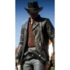 arthur morgan black leather blazer