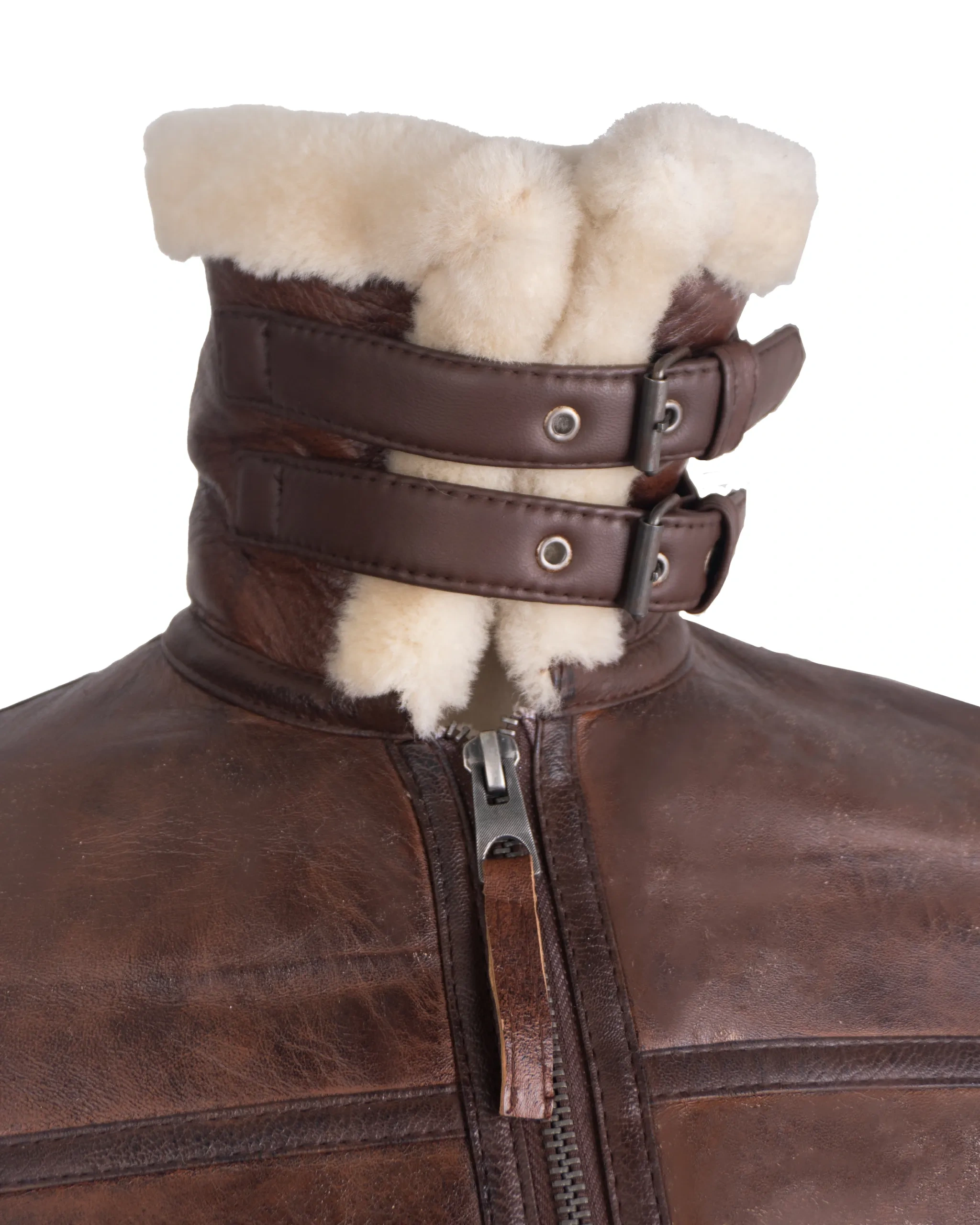 Men's B-3 Shearling Brown Leather Jacket - Image 7
