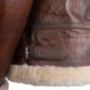 b 3 brown shearling leather jacket belted hemline
