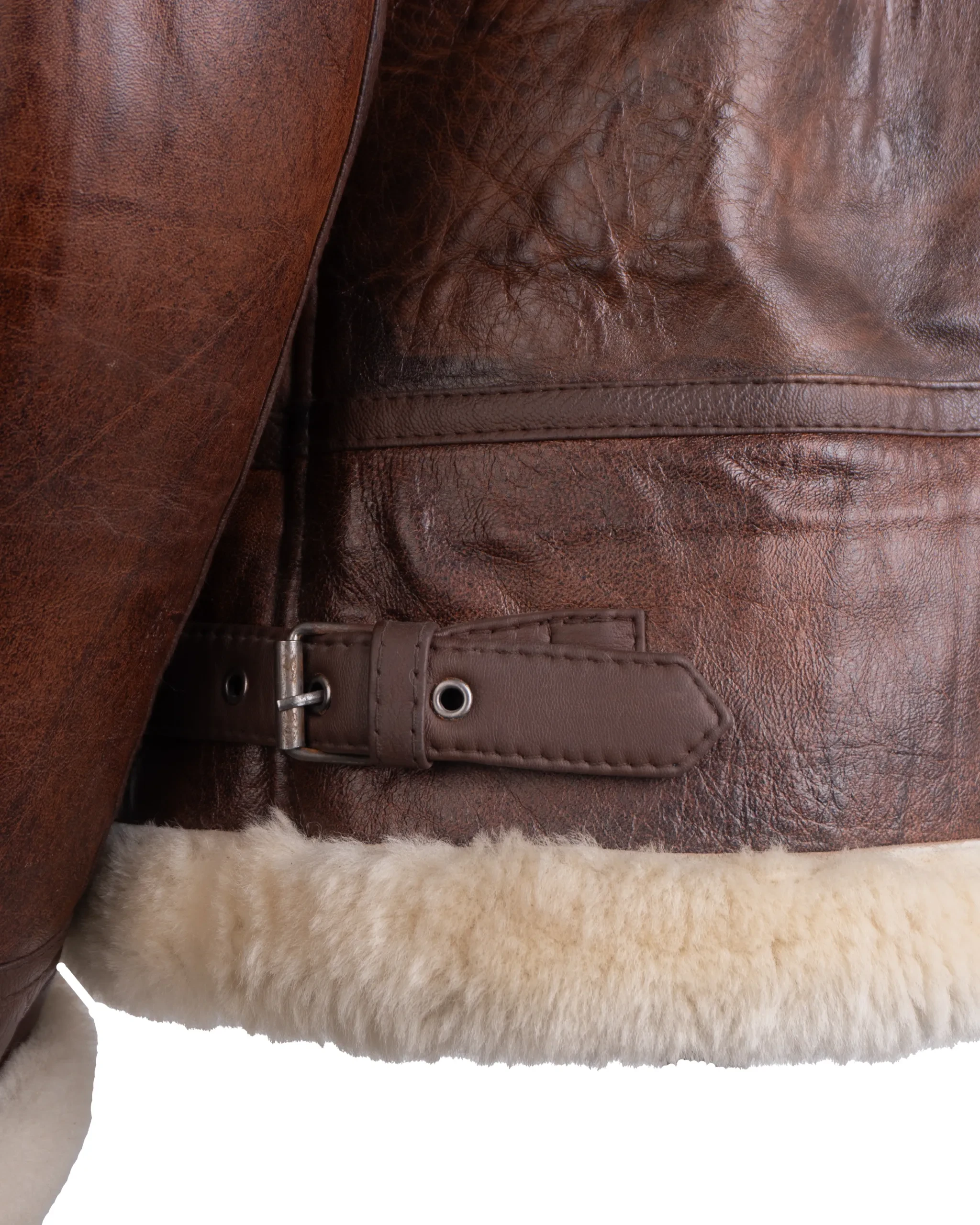 Men's B-3 Shearling Brown Leather Jacket - Image 8