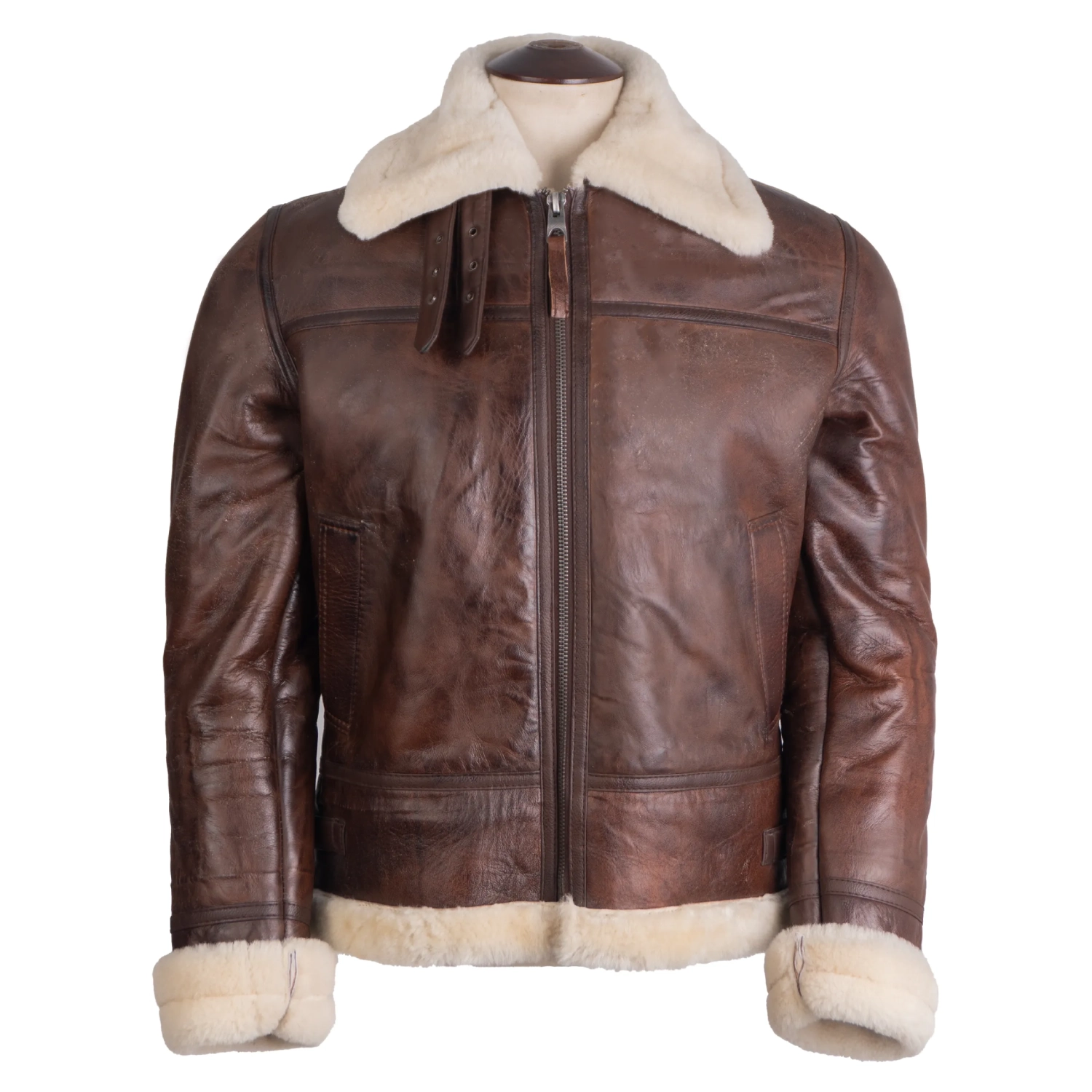 Men's B-3 Shearling Brown Leather Jacket - Image 3