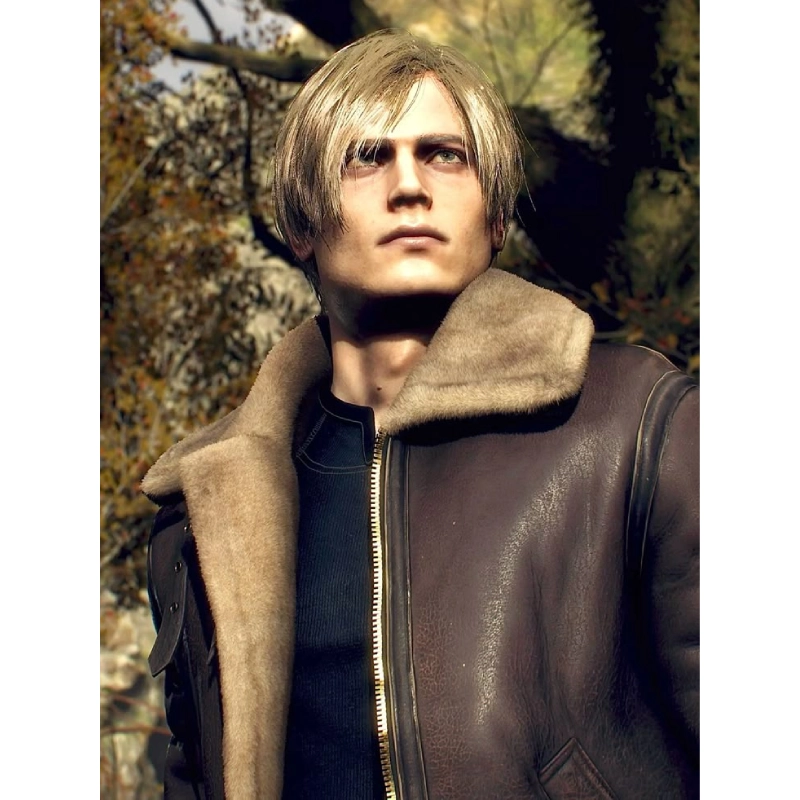 Leon Kennedy Resident Evil 4 Shearling Jacket - Image 7