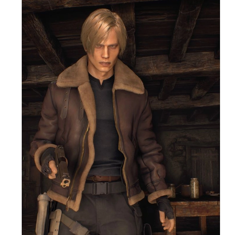 Leon Kennedy Resident Evil 4 Shearling Jacket - Image 13