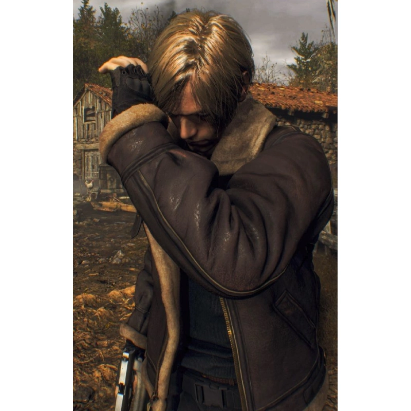 Leon Kennedy Resident Evil 4 Shearling Jacket - Image 4